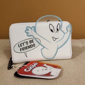 Loungefly Casper The Friendly Ghost Let's Be Friends GID Zip Around Wallet NEW